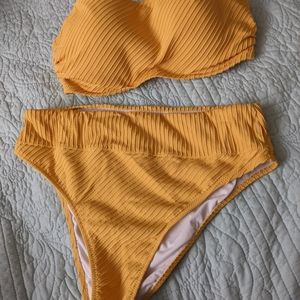 Shade & shore ribbed bathing suit. Bottom is medium. mustard shade